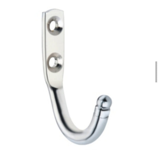 KAY SEVEN Stainless Steel J Hooks Unbreakable with Chrome Plated Finish for Bathroom, Door, Metal Wall Hook, Clothes and Keys Hanging, Kitchen Utensil Hanger Holder, Heavy Items(Single J Hook)