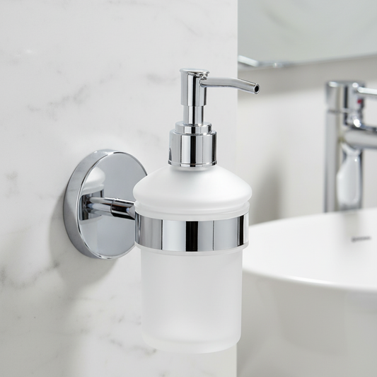 KAY SEVEN Liquid soap Dispenser for Bathroom soap Dispenser for Kitchen Shampoo Dispenser handwash Dispenser Bottle for wash Basin(FROSTED ROUND SOAP DISPENSER HOLDER)