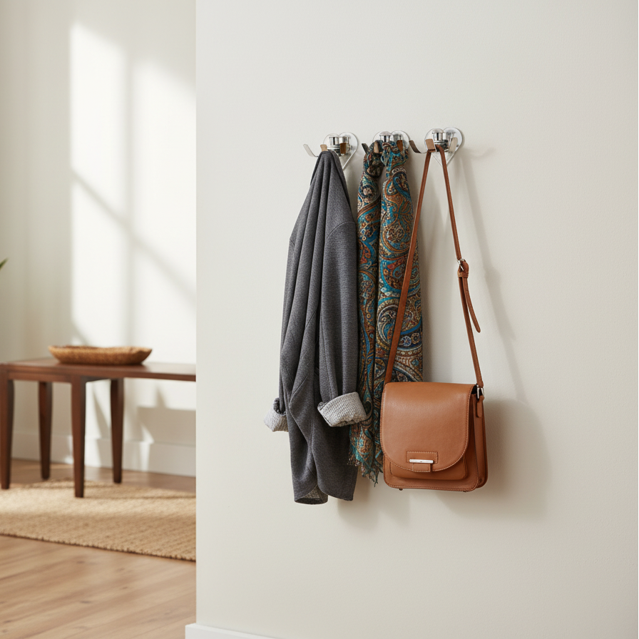 KAY SEVEN SS Pan Moving Khuntee, Folding Khunti 3 Way Coat Hook, Works As Wall Hooks & Cloth Hanger As Well Handicraft & Handmade (Pan Moving Khunti)