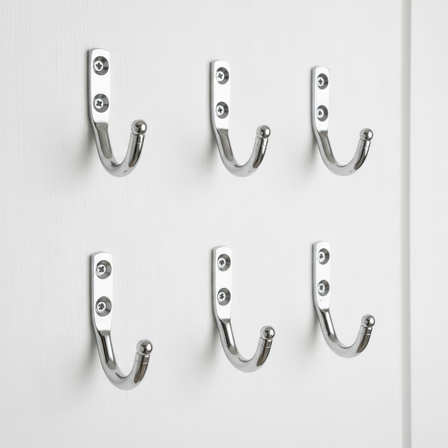 KAY SEVEN Stainless Steel J Hooks Unbreakable with Chrome Plated Finish for Bathroom, Door, Metal Wall Hook, Clothes and Keys Hanging, Kitchen Utensil Hanger Holder, Heavy Items(Single J Hook)