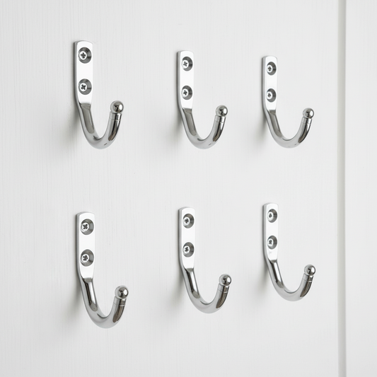 KAY SEVEN Stainless Steel J Hooks Unbreakable with Chrome Plated Finish for Bathroom, Door, Metal Wall Hook, Clothes and Keys Hanging, Kitchen Utensil Hanger Holder, Heavy Items(Single J Hook)