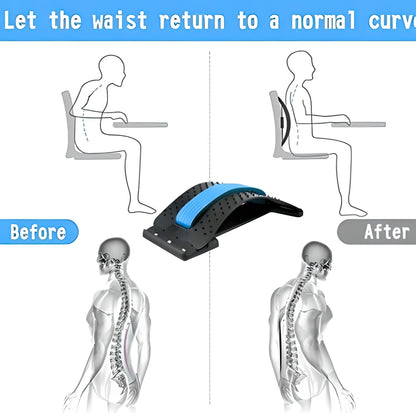 Multi-Level Back Stretcher Posture Corrector Device for Back Pain Relief with Back Support Mate Magic Back Stretching Massage (Blue)