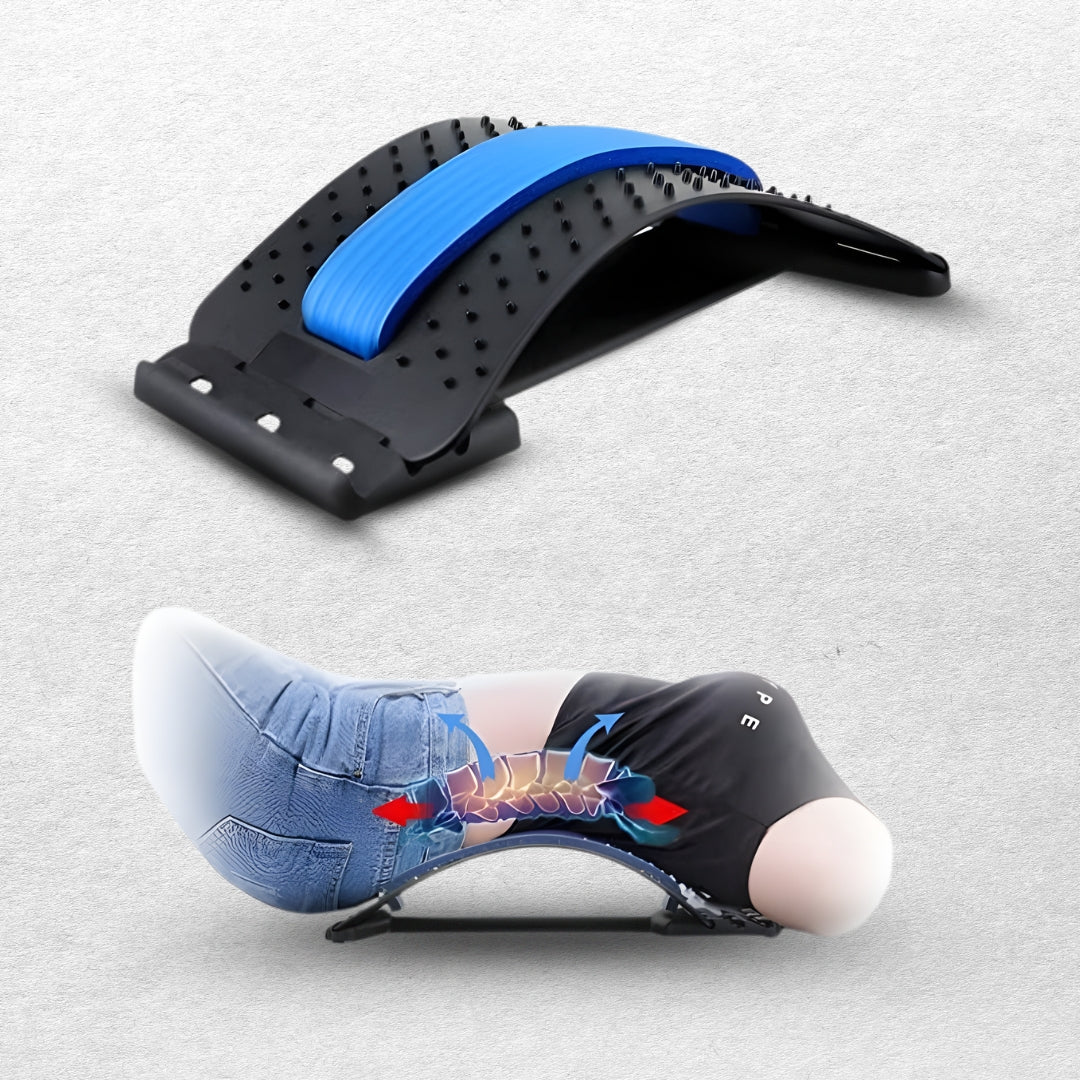Multi-Level Back Stretcher Posture Corrector Device for Back Pain Relief with Back Support Mate Magic Back Stretching Massage (Blue)