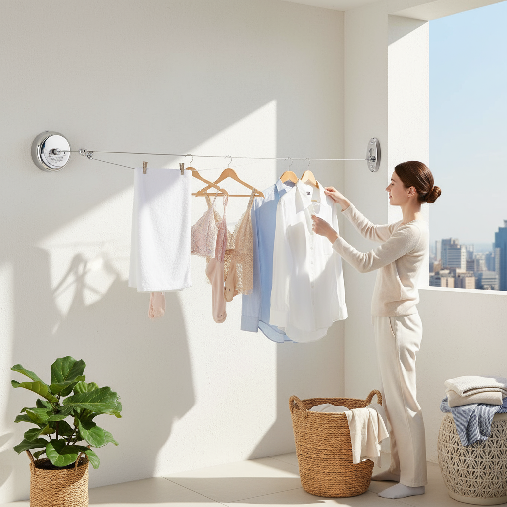 Retractable Clothesline Lifestyle Scene